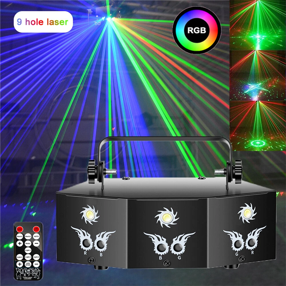 9 eyes RGB LED Laser Stage Lighting DMX512 Projector Strobe DJ Light Party Disco