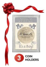 3 HE Harris 2X3 IT'S A BOY Frosty Case For American Silver Eagle Coin Best Gift