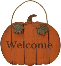 Wood Hanging Pumpkin Sign Fall Decorative Wood Welcome Sign Rustic Autumn Decor