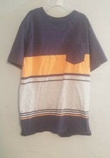 Cat Jack Boys Medium 8/10 Blue,Orange, Gray Short Sleeve Shirt With Pocket
