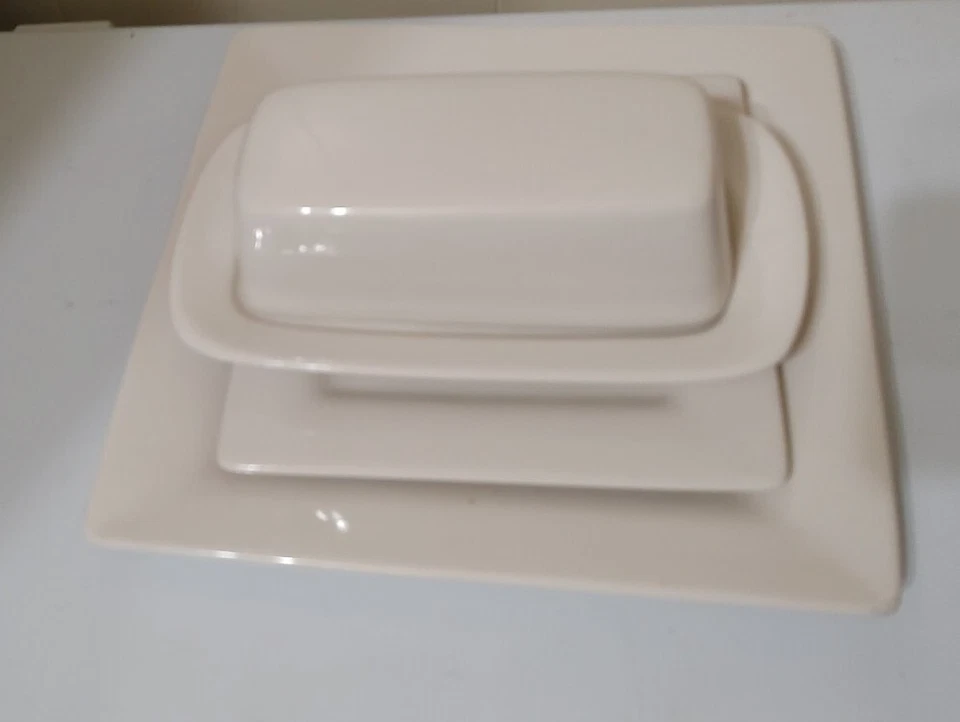 Juego de 3 Platillo Plato Mantequilla Cubierto Fresa Calle 10 Blanco Foto 3 de 4