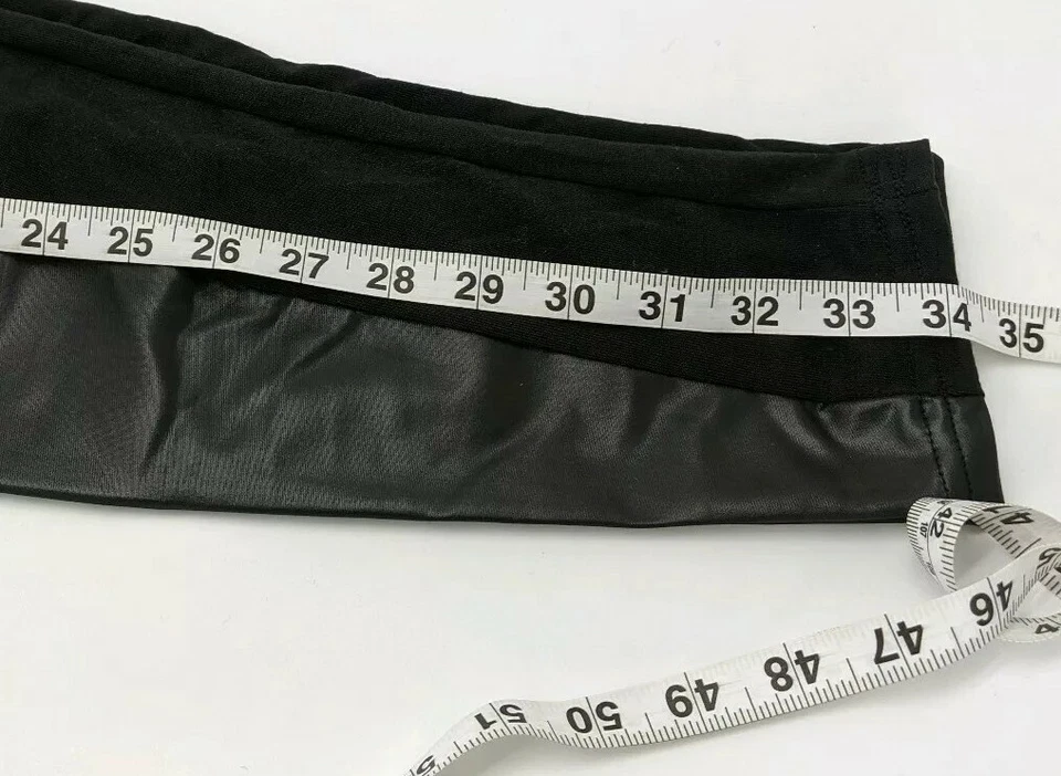 Damas Leggings Negros Sin Costuras Spandex Imitación Cuero Talla XS Ropa Informal Foto 2 de 3