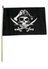 12x18 12"x18" Jolly Roger Pirate Deadmans Chest Stick Flag wood staff 100D