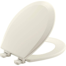 Bemis Lift-Off Round Wood Toilet Seat In Biscuit, Beige, Cream