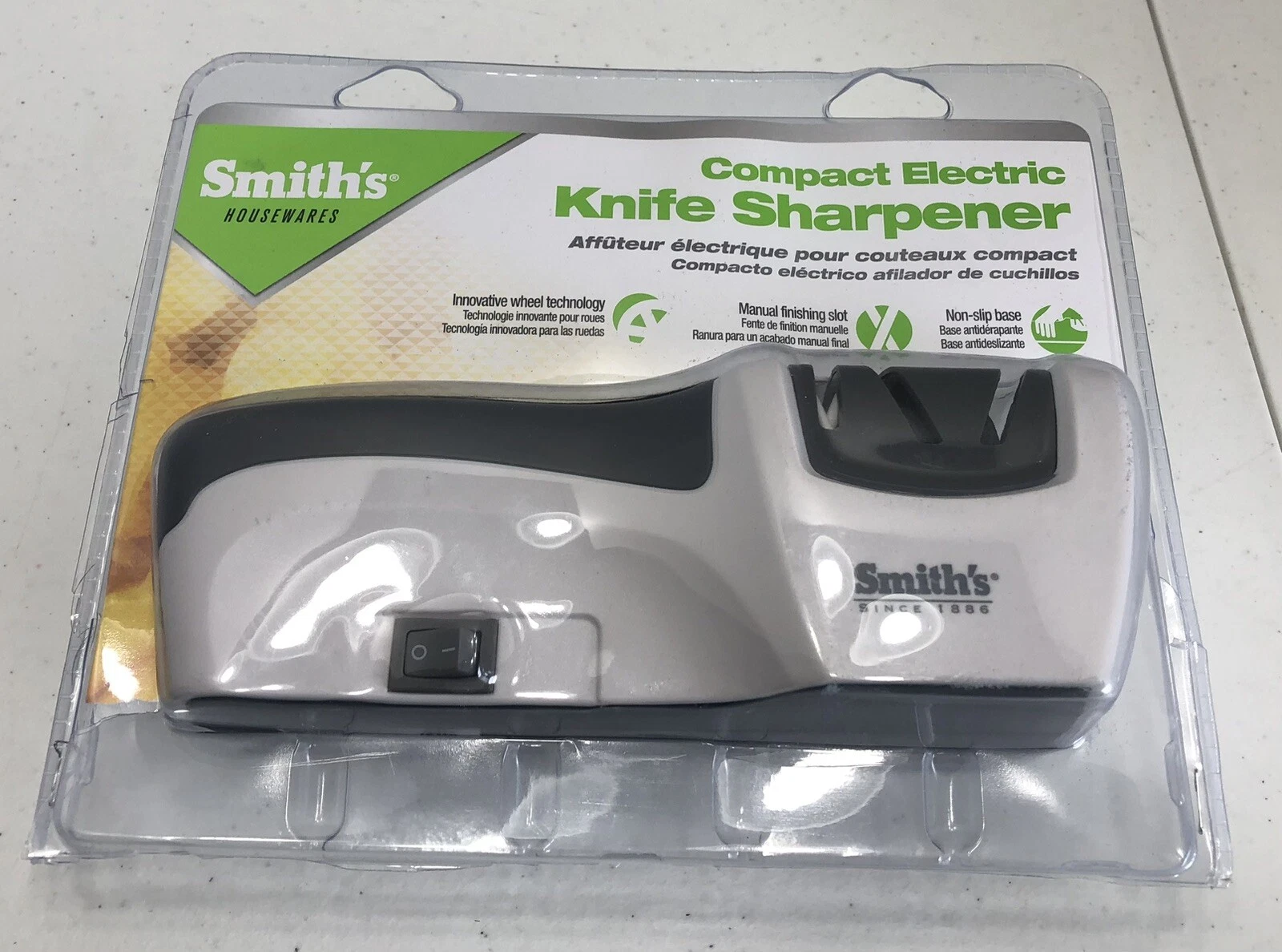Smith's Sharpeners Compact Electric Knife Sharpener Non-Slip Guide New Open Box