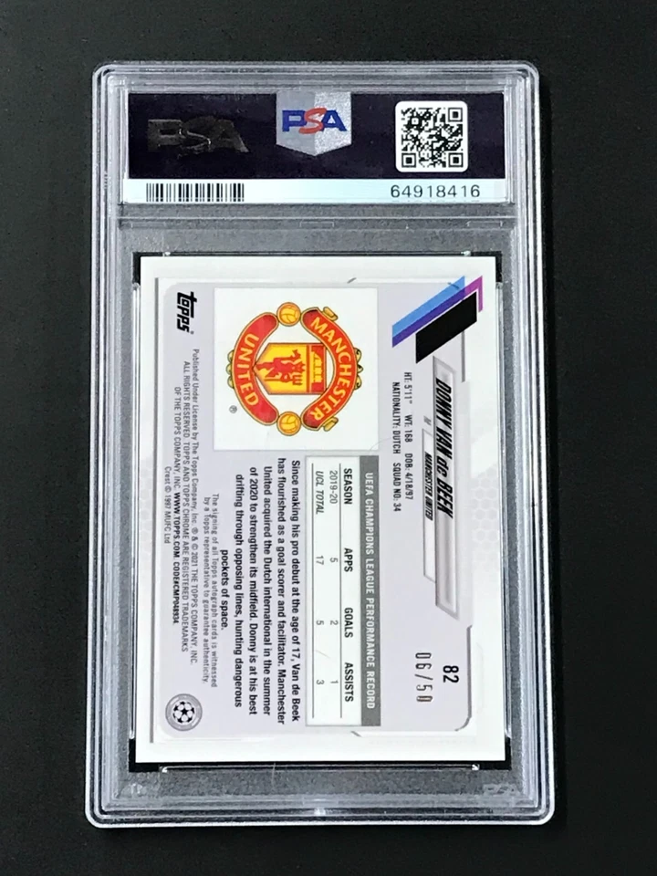 PSA 9 2020 Topps Chr. X Aoki UCL #82 Donny Van De Beek Gold AUTOGRAPH (LOW POP!) - Image 2 of 3