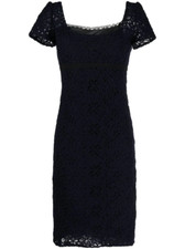 Prada Empire Waist Floral Lace Dress Navy Womens IT 40