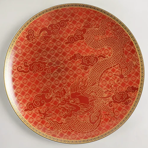 WILLIAMS SONOMA Lunar New Year Collection Red Dragon Dinner Plates, Set of 4 NWT