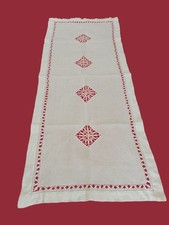 RUNNER TOVAGLIA 106X 44 CM GIGLIUCCIO RICAMO AGO LINO STRISCIA AJOUR ORLO GIORNO