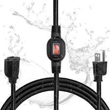 Iron Forge Cable 6 Ft Black Outdoor Extension Cord with IP65 Inline Switch On...