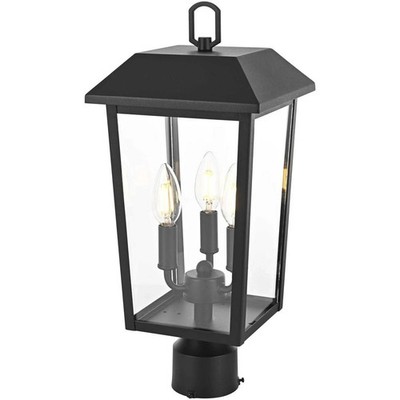 Outdoor Pole Light Fixture Glass Exterior Porch Walkway Post Pathway Lantern 18''
