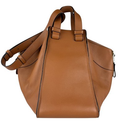 Auth LOEWE Hammock Handbag Shoulder Bag Brown Leather/Silvertone - z9066