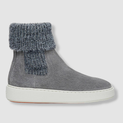 $895 Santoni Women's Gray Hilke Suede Wool Ankle Bootie Boot Shoes Size 42