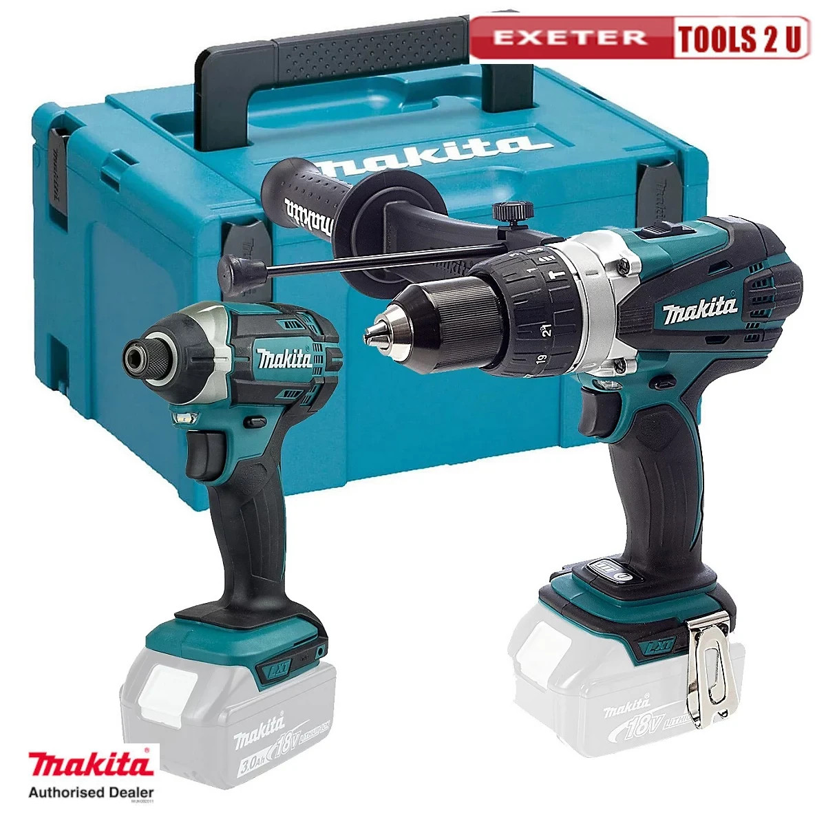 Makita DLX2145 18v LXT DHP458 Combi Hammer Drill + DTD152 Impact Driver + Makpac