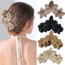 4PCS Matte Hair Clips Set for Women - Claw brown,light brown,black