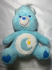 Vintage 2002 Care Bears Bedtime Bear Plush 13 Blue Moon Star Heart Toy