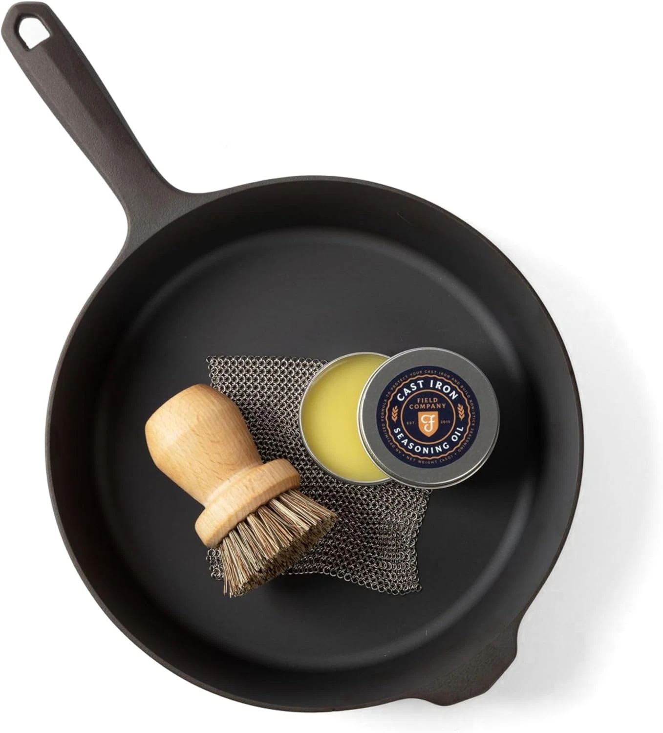 Preseasoned 10.25" Cast Iron Skillet Set with Cleaning Kit - Made in USA