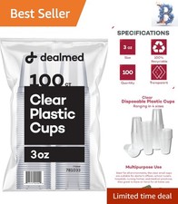 Versatile 100 Count 3 oz Disposable Plastic Cups for Healthcare  Hospitality