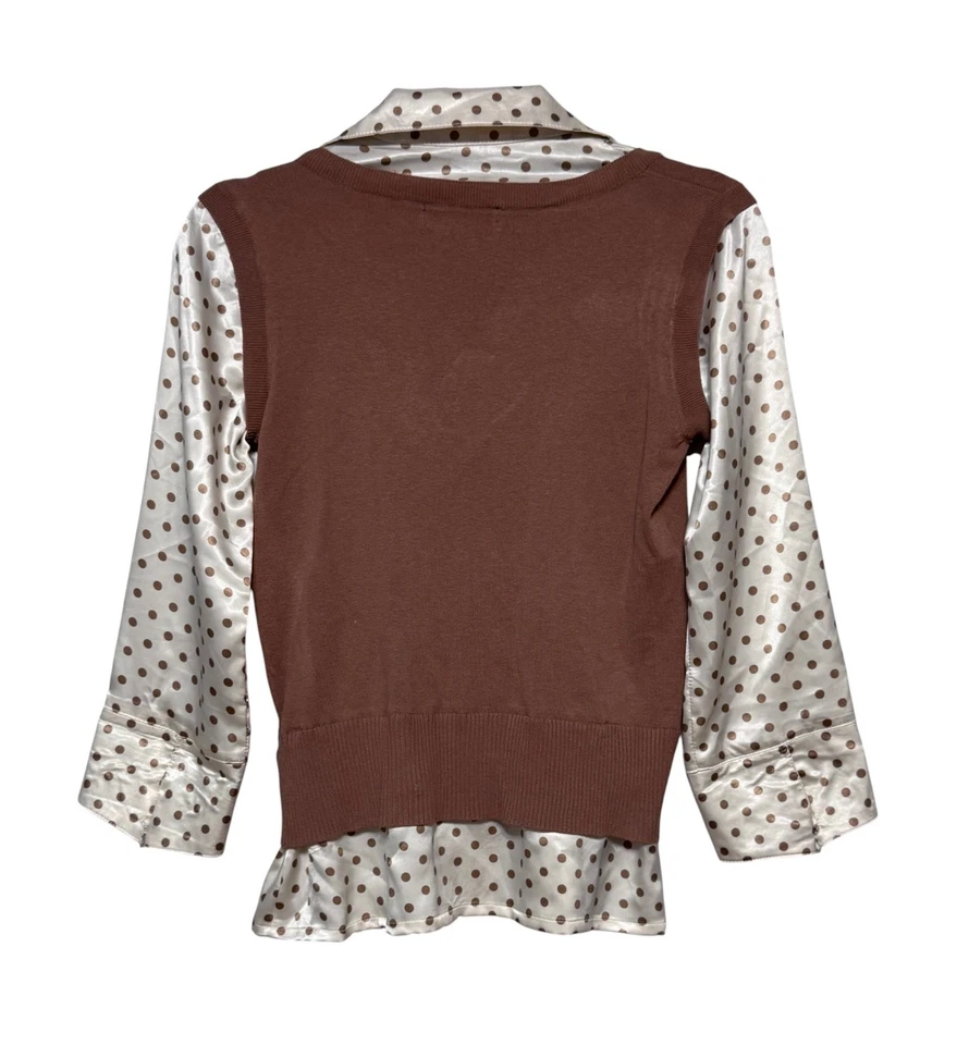 Suéter Top Y2K Coqueta Capas Mezcla Seda Cuello Talla S Preppy Academia Foto 4 de 4