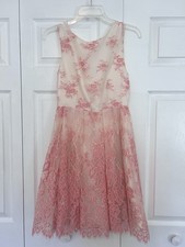 Alice + Olivia Sleeveless Fit-and-Flare Dress – Pink Lace Overlay on White NWOT