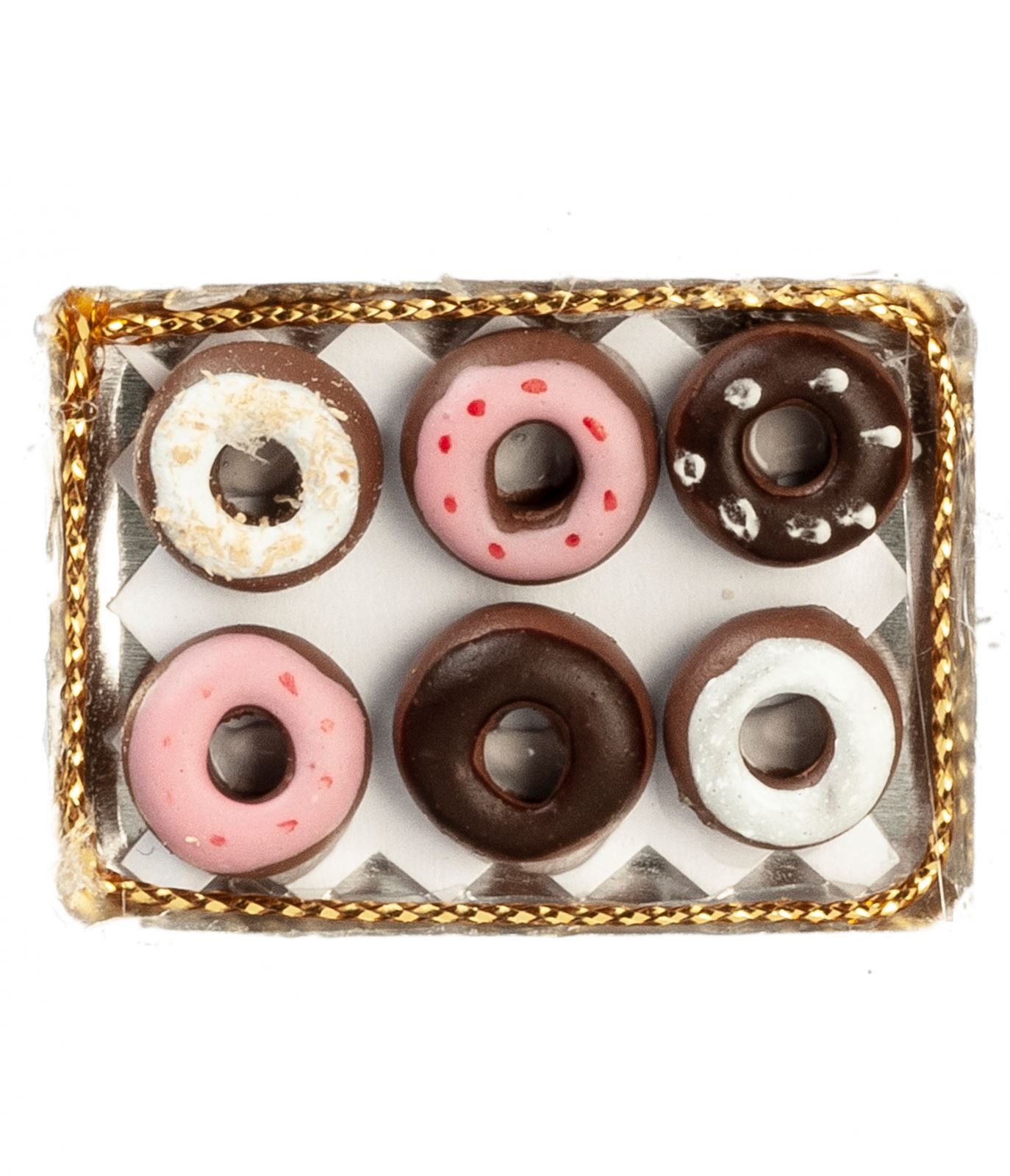 Dolls House 6 Donuts on a Tray Miniature Bakery Shop Cafe Food Accessory 1:12
