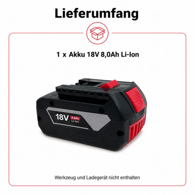 Batterie remplacement Bosch 18V 8Ah Li-Ion, autonomie rassurante