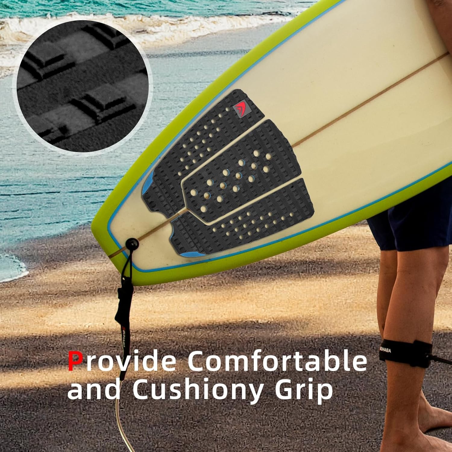 Traction Pad EVA 9 Piece Set 3 Pcs Black for Surfboard