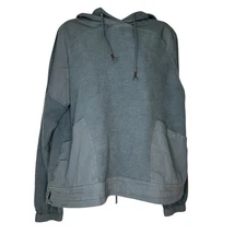 REI COOP Womens Sz L Farlands Granite Peak Blue Hemp Cotton Sweater Hoodie Top