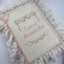 VTG Lace Photo Album Scrapbook Handmade Cross Stitch Grandma Core Cottage Core