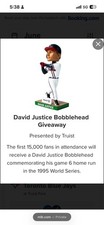 David Justice Bobblehead Atlanta Braves SGA 6...
