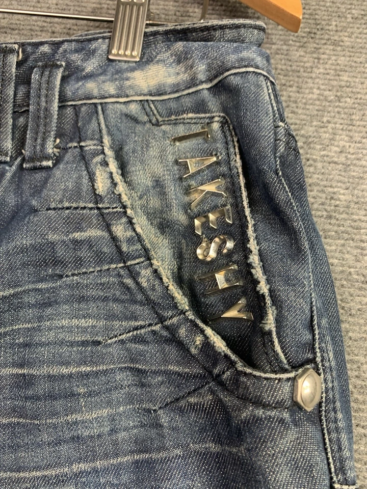 Jeans TAKESHY KUROSAWA TK Azul Denim Recto Envejecido Talla 32 Botón Mosca Foto 3 de 4