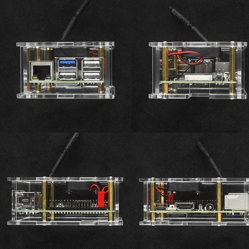 Custodia acrilica unica per custodia arancione Pi 3B con ventola di raffreddamento dissipatore di calore - Foto 6 di 10