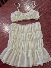 Super cute perfect for summer ,Ruffled spaghetti strap top and low waist skirt