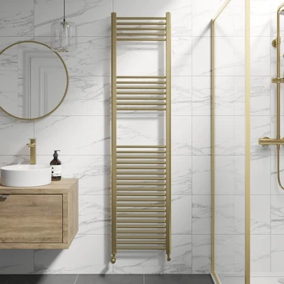 DURATHERM RadiLux Heated Towel Rail Brushed Brass 1800 x 450mm Flat