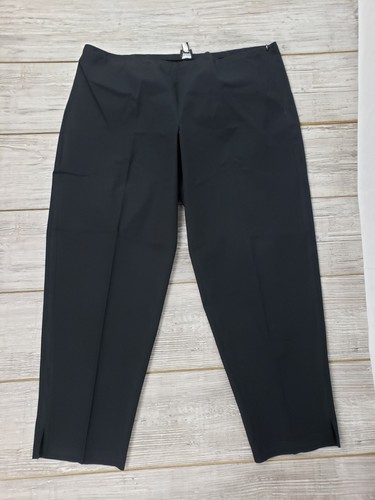 Eileen Fisher Black Slim Ankle Pant 1X Side Zip Organic Cotton Stretch Twill