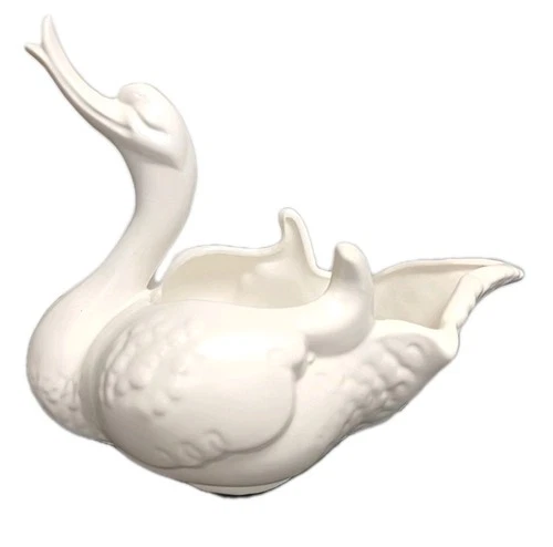 Hull Swan Art Pottery Planter Off White Matte Vintage Large Stamp Signed #0040