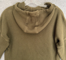 Carhartt Hoodie Womens XS Green Relaxed Waffle Knit Thermal Sweatshirt Sweater