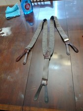 BROOKS BROTHERS TWEED Suspenders Wool Suede Leather Loops Braces