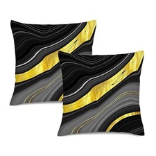 Black Gold Marble Pillow Covers 18x18 Set 18" x 18" Pack of 2 Golden Marble