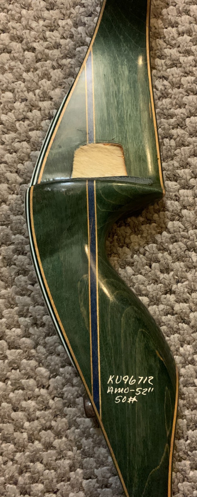 Vintage Bear Archery Kodiak Magnum Recurve Bow #50 52" Grayling MI Green K 1970s