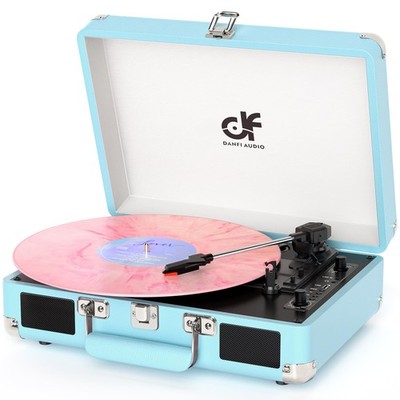 Vinyl Record Player with Built-in 2 Speakers Vintage 3-Speed Portable Bluetoo...