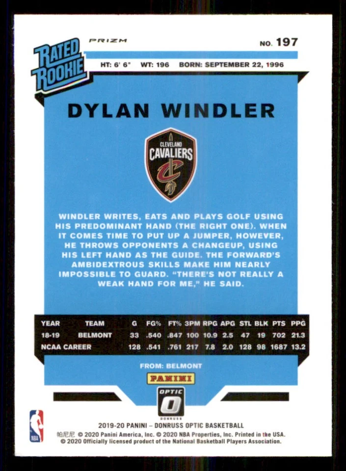 2019-20 Donruss Optic Holo #197 Dylan Windler RR - Image 2 of 2