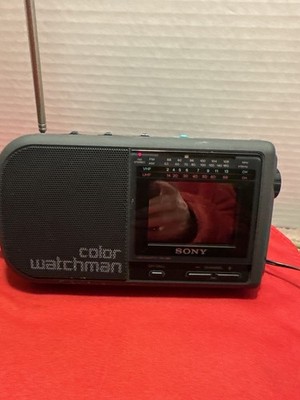 Sony FDL-380 Color Watchman TV AM/FM Portable Retro Works w/ Case