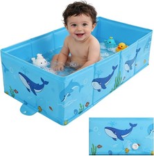 Collapsible Baby Bathtub, Foldable Infant Bath Tub with Quick Drain