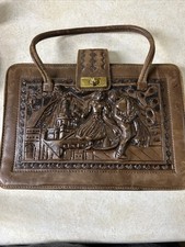 Vintage Hand Tooled Leather Purse Man/women Salsa Mexican Artisan Satchel