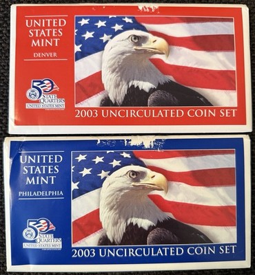 USA: United States Mint Uncirculated Coin Set 2003, 2x 2,91 Dollar, 20 Münzen