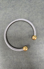 Magnetic Therapy Silver and Gold Tone Bracelet Twisted Rope Open Cuff
