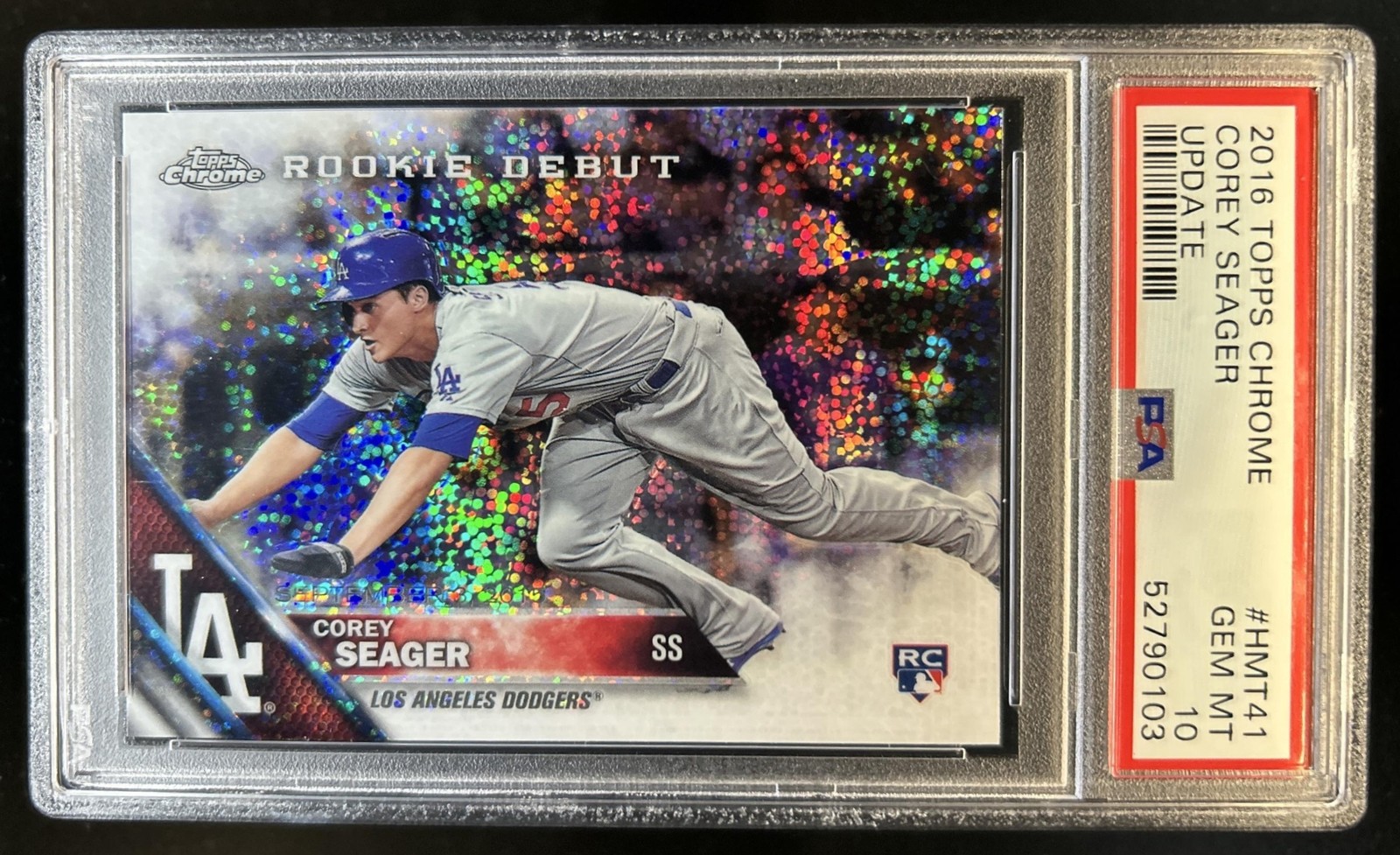 2016 Topps Chrome Update Corey Seager RC Rookie #HMT41 Dodgers PSA 10 GEM MINT view 1