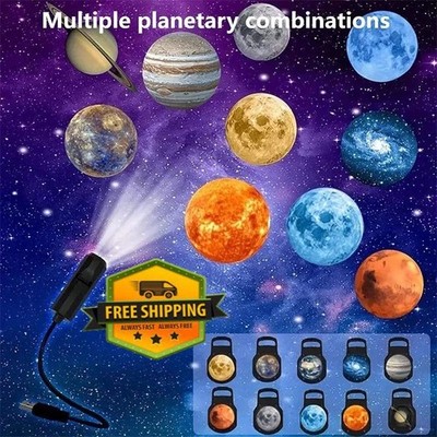 LED Stern Galaxie Projektor Lampe USB Nachtlicht Mond Planet 360° drehbar