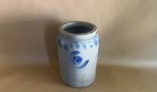 Antique 19th C Stoneware Flower Decorated Baltimore Maryland Jar Crock 1 Gallon